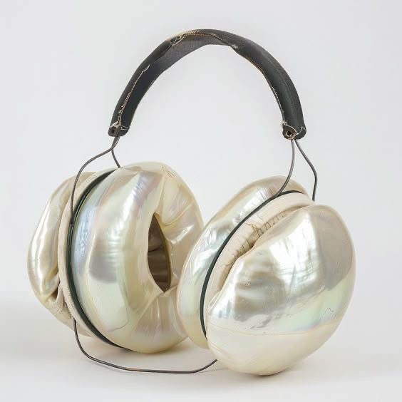 soft off-white pearlescent over ear headphone cover