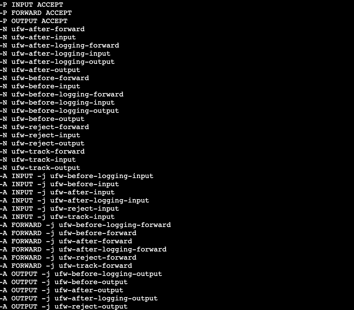 iptables terminal screenshot