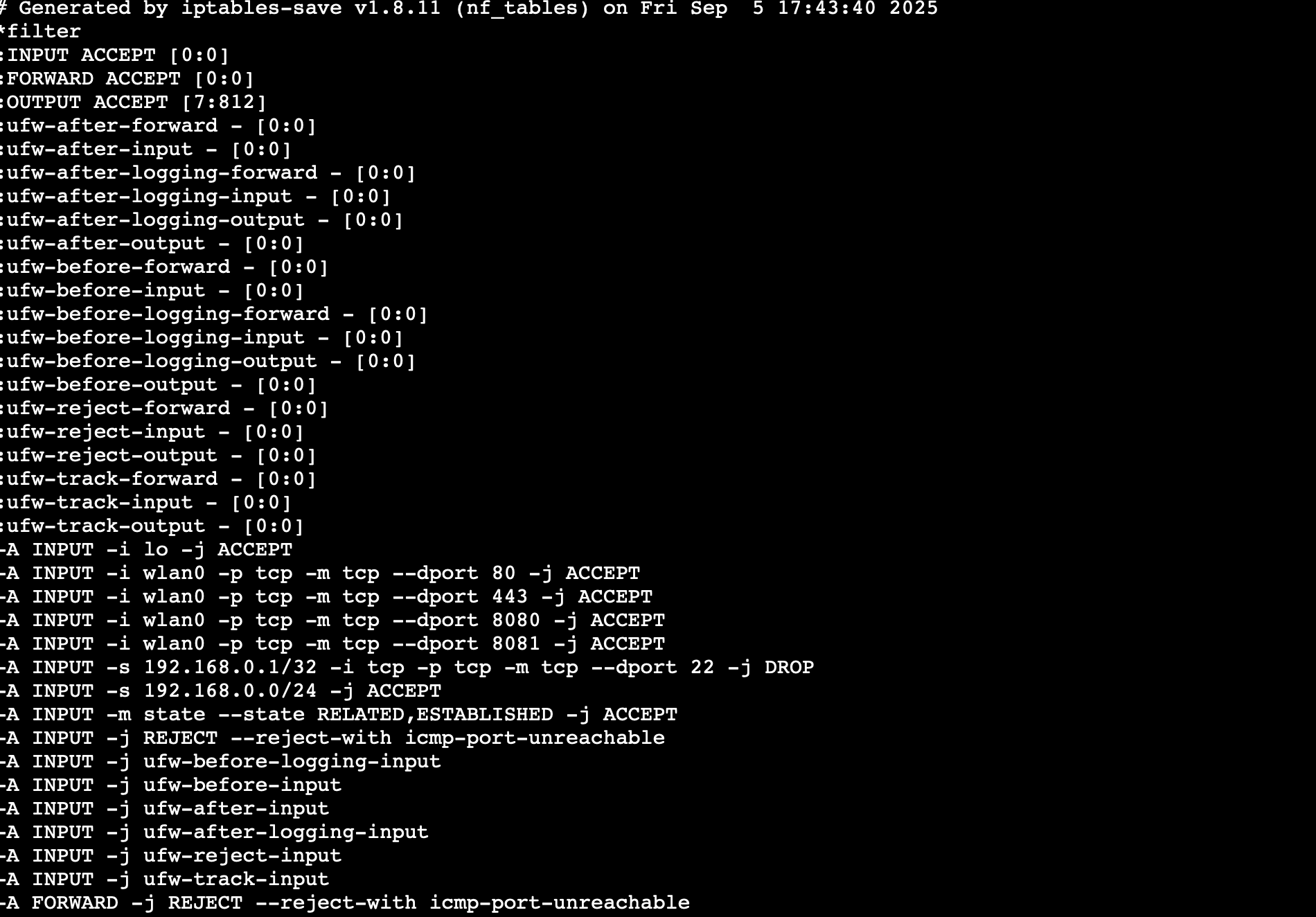 iptables terminal screenshot